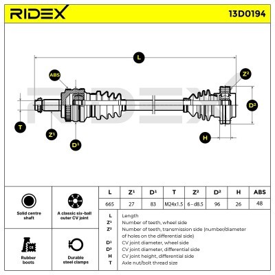 Półoś Napędowa RIDEX 13D0194 13D0194 - foto 3