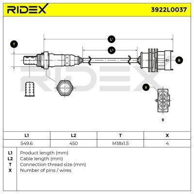 Sonda Lambda RIDEX 3922L0037 3922L0037 - foto 5