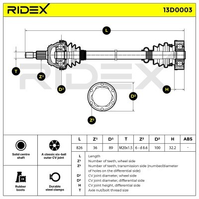 Półoś Napędowa RIDEX 13D0003 13D0003 - foto 6