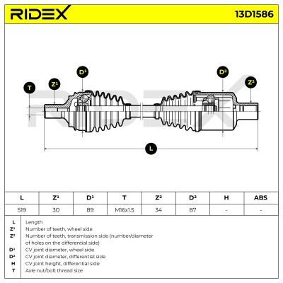 Półoś Napędowa RIDEX 13D1586 13D1586 - foto 7