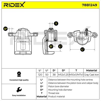 Zacisk Hamulcowy RIDEX 78B1249 78B1249 - foto 7