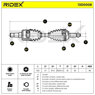 Półoś Napędowa RIDEX 13D0008 13D0008 - foto 7
