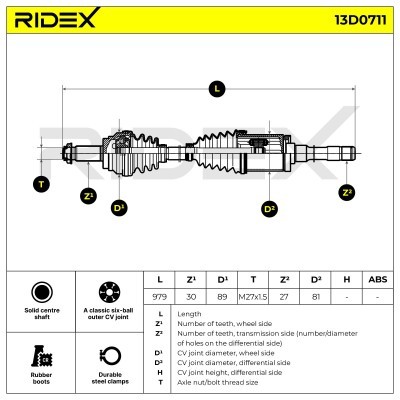Półoś Napędowa RIDEX 13D0711 13D0711 - foto 6