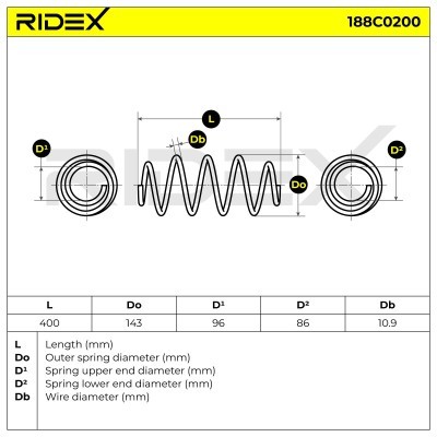 Sprężyna Zawieszenia RIDEX 188C0200 188C0200 - foto 3