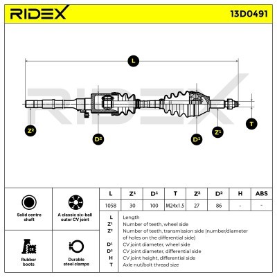 Półoś Napędowa RIDEX 13D0491 13D0491 - foto 7