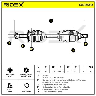 Półoś Napędowa RIDEX 13D0350 13D0350 - foto 5