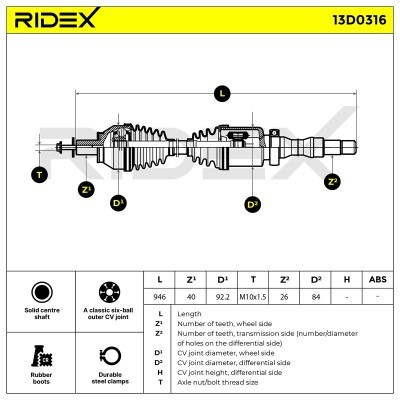 Półoś Napędowa RIDEX 13D0316 13D0316 - foto 7