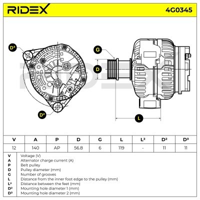 Alternator RIDEX 4G0345 4G0345 - foto 7