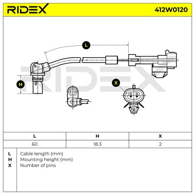 Czujnik ABS RIDEX 412W0120 412W0120 - foto 7