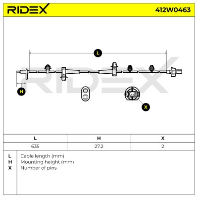 Czujnik ABS RIDEX 412W0463 412W0463 - foto 7