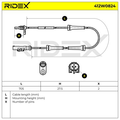 Czujnik ABS RIDEX 412W0824 412W0824 - foto 6