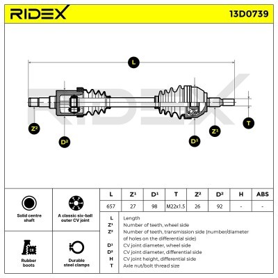 Półoś Napędowa RIDEX 13D0739 13D0739 - foto 7