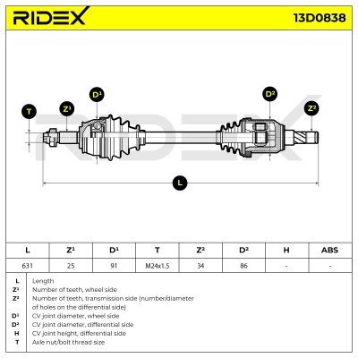 Półoś Napędowa RIDEX 13D0838 13D0838 - foto 7