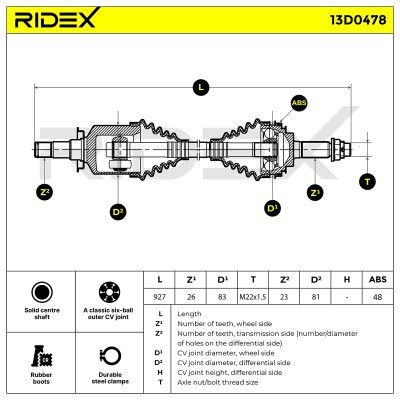 Półoś Napędowa RIDEX 13D0478 13D0478 - foto 7
