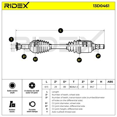 Półoś Napędowa RIDEX 13D0461 13D0461 - foto 5