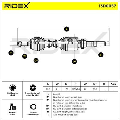 Półoś Napędowa RIDEX 13D0057 13D0057 - foto 7