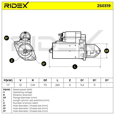 Rozrusznik RIDEX 2S0319 2S0319 - foto 7