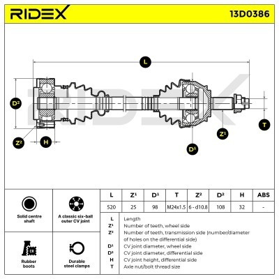 Półoś Napędowa RIDEX 13D0386 13D0386 - foto 6