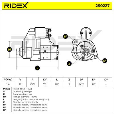 Rozrusznik RIDEX 2S0227 2S0227 - foto 7