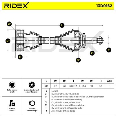 Półoś Napędowa RIDEX 13D0162 13D0162 - foto 9