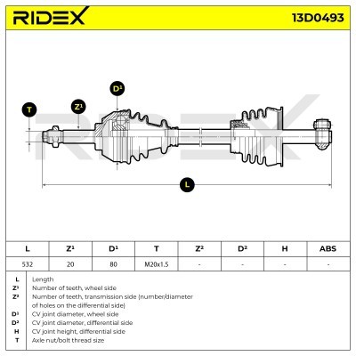 Półoś Napędowa RIDEX 13D0493 13D0493 - foto 7