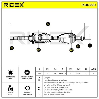Półoś Napędowa RIDEX 13D0290 13D0290 - foto 8