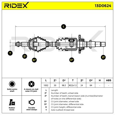 Półoś Napędowa RIDEX 13D0624 13D0624 - foto 7