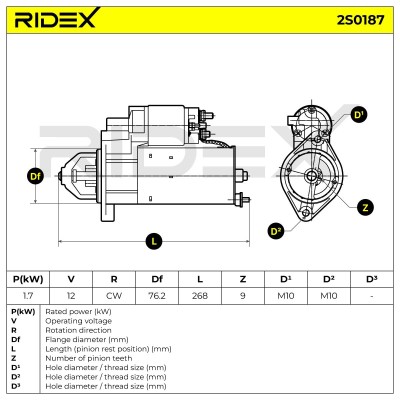 Rozrusznik RIDEX 2S0187 2S0187 - foto 7