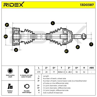Półoś Napędowa RIDEX 13D0387 13D0387 - foto 6