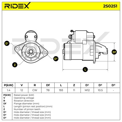 Rozrusznik RIDEX 2S0251 2S0251 - foto 7