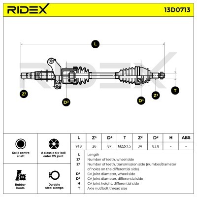 Półoś Napędowa RIDEX 13D0713 13D0713 - foto 6