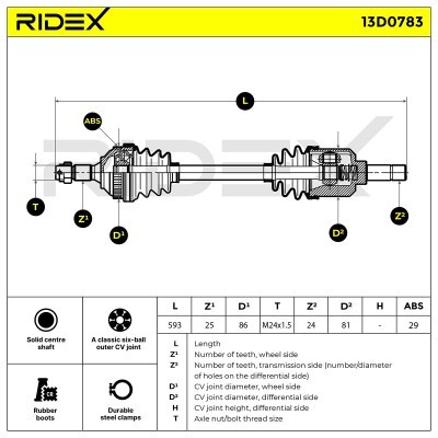 Półoś Napędowa RIDEX 13D0783 13D0783 - foto 7