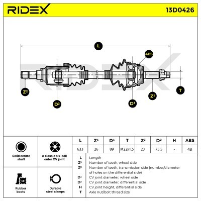 Półoś Napędowa RIDEX 13D0426 13D0426 - foto 7