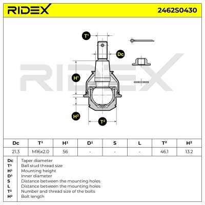 Sworzeń wahacza RIDEX 2462S0430 2462S0430 - foto 5