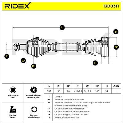 Półoś Napędowa RIDEX 13D0311 13D0311 - foto 6