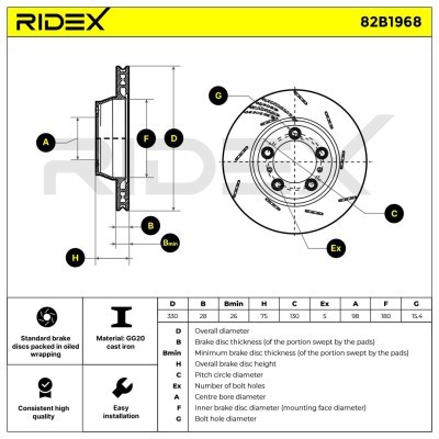 Tarcza hamulcowa RIDEX 82B1968 82B1968 - foto 6