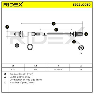 Sonda Lambda RIDEX 3922L0050 3922L0050 - foto 6