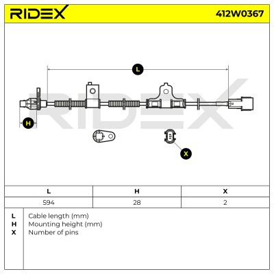 Czujnik ABS RIDEX 412W0367 412W0367 - foto 5