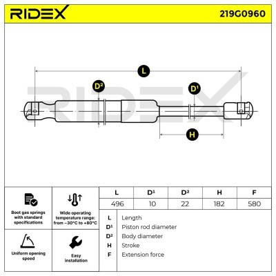 Amortyzator Pokrywy Bagażnika RIDEX 219G0960 219G0960 - foto 6
