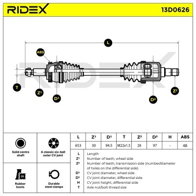 Półoś Napędowa RIDEX 13D0626 13D0626 - foto 7