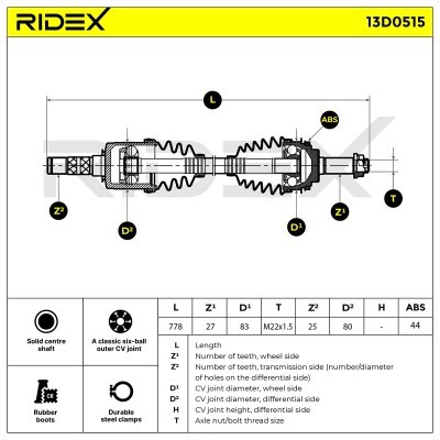 Półoś Napędowa RIDEX 13D0515 13D0515 - foto 7