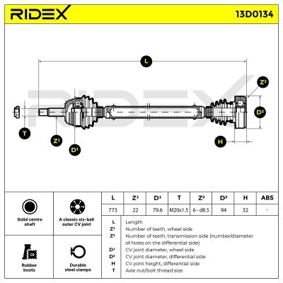 Półoś Napędowa RIDEX 13D0134 13D0134 - foto 8