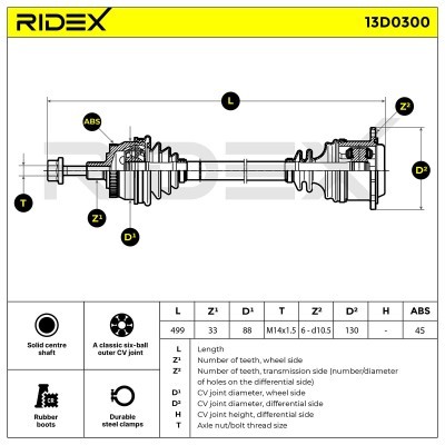 Półoś Napędowa RIDEX 13D0300 13D0300 - foto 5