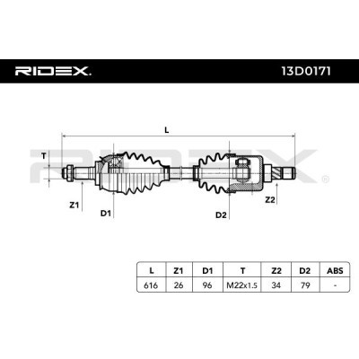 Półoś Napędowa RIDEX 13D0171 13D0171 - foto 3