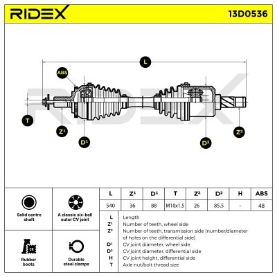 Półoś Napędowa RIDEX 13D0536 13D0536 - foto 7