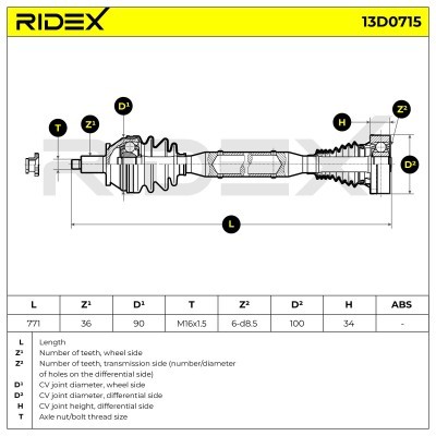 Półoś Napędowa RIDEX 13D0715 13D0715 - foto 8