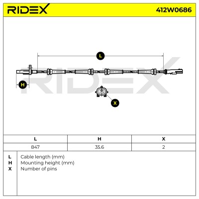Czujnik ABS RIDEX 412W0686 412W0686 - foto 6