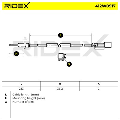 Czujnik ABS RIDEX 412W0917 412W0917 - foto 7
