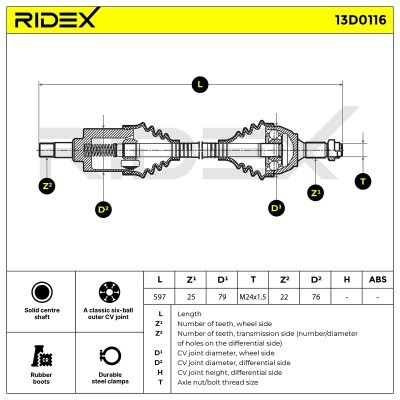 Półoś Napędowa RIDEX 13D0116 13D0116 - foto 7