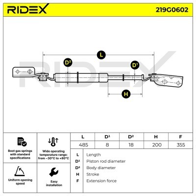 Amortyzator Pokrywy Bagażnika RIDEX 219G0602 219G0602 - foto 11